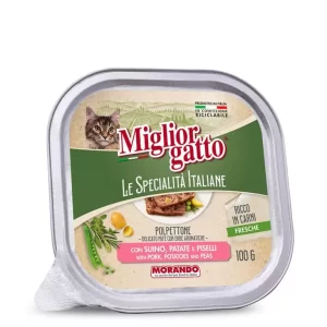 Le Specialità Italiana פטה לחתולים 100 גרם – חזיר, תפוחי אדמה ואפונה
