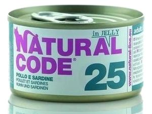 Natural Code לחתולים 85 גרם – 25: עוף וסרדינים בג'לי
