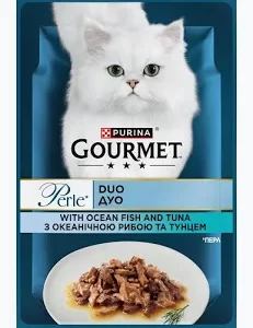 פורינה GOURMET PERLE גורמה פרל פאוץ' לחתול נתחי דגי אוקיינוס וטונה – 85 גרם