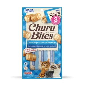 אינאבה CIAO Churu Bites לחתול עוף, טונה וצדפות – 3×10 גרם